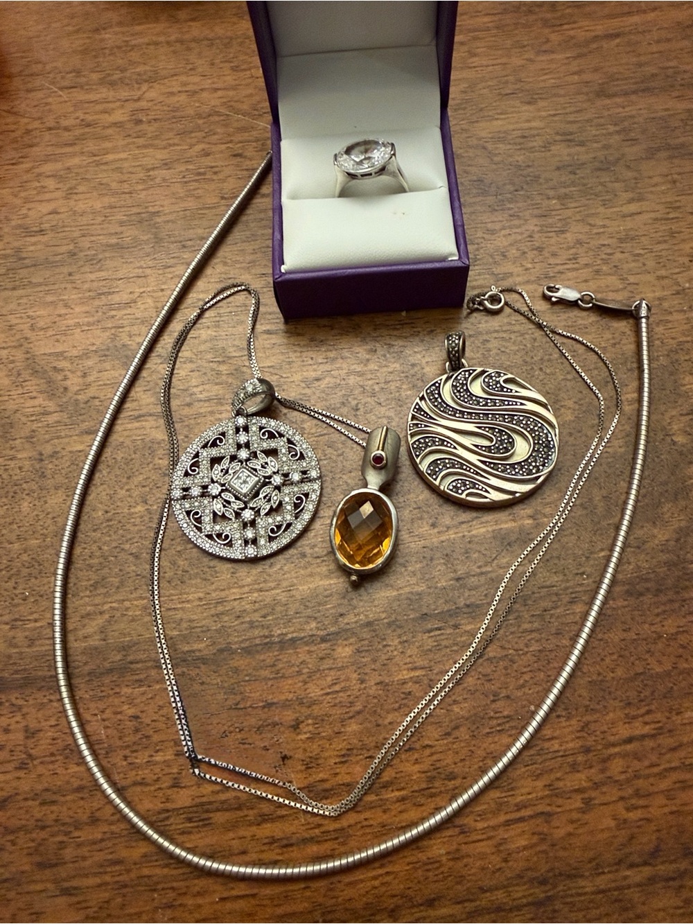 .925 Silver Bundle Ring Pendants Chains Necklaces
